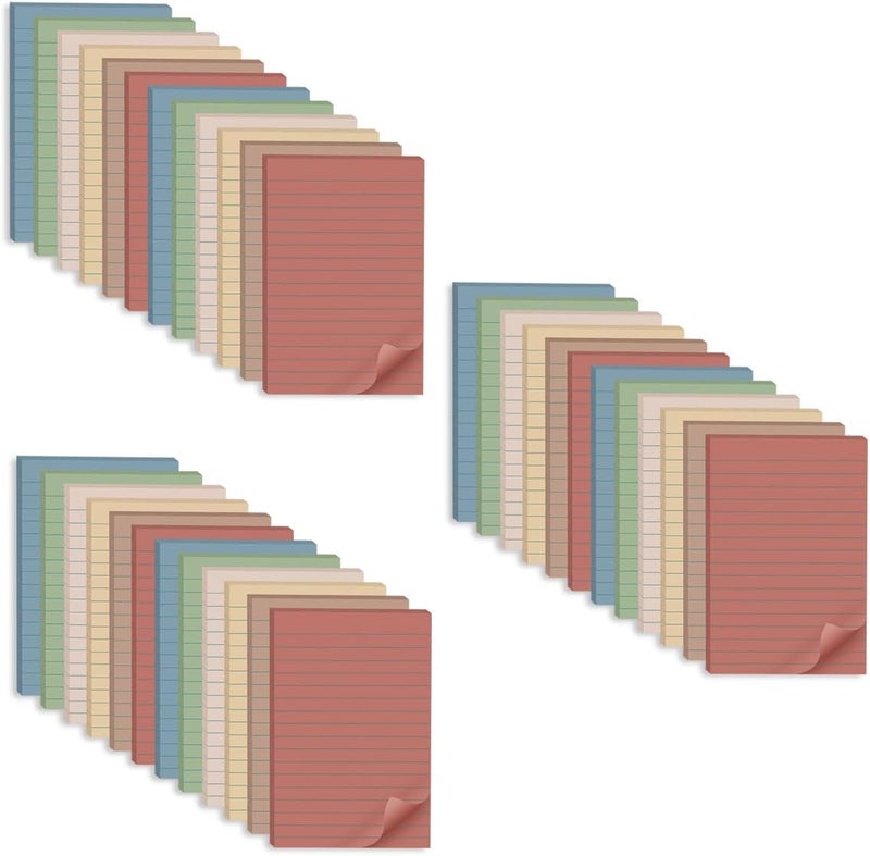 Kozerite (36 Pack) Lined Sticky Notes 4x6 in,Large Notepads with Lines,Ruled Stickies Super Sticking Power,Office School Memo Note Pads Vintage Colors,Post on Windows Doors,Recyclable,Easy to Write on - Image 1